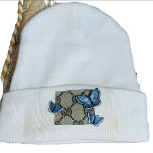 FAUX GUCCI PRINT BUTTERFLY BEANIE HAT